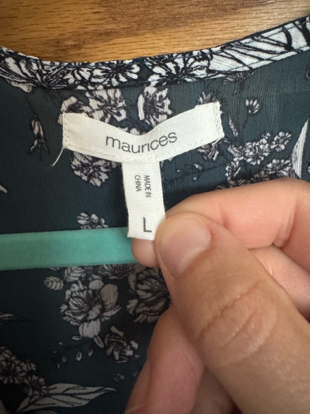 Maurices Teal and White Floral Kimono Top - Large - Picture 2 of 5